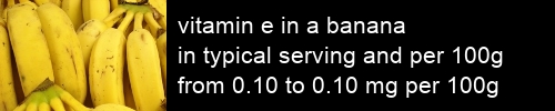 vitamin e in a banana information and values per serving and 100g